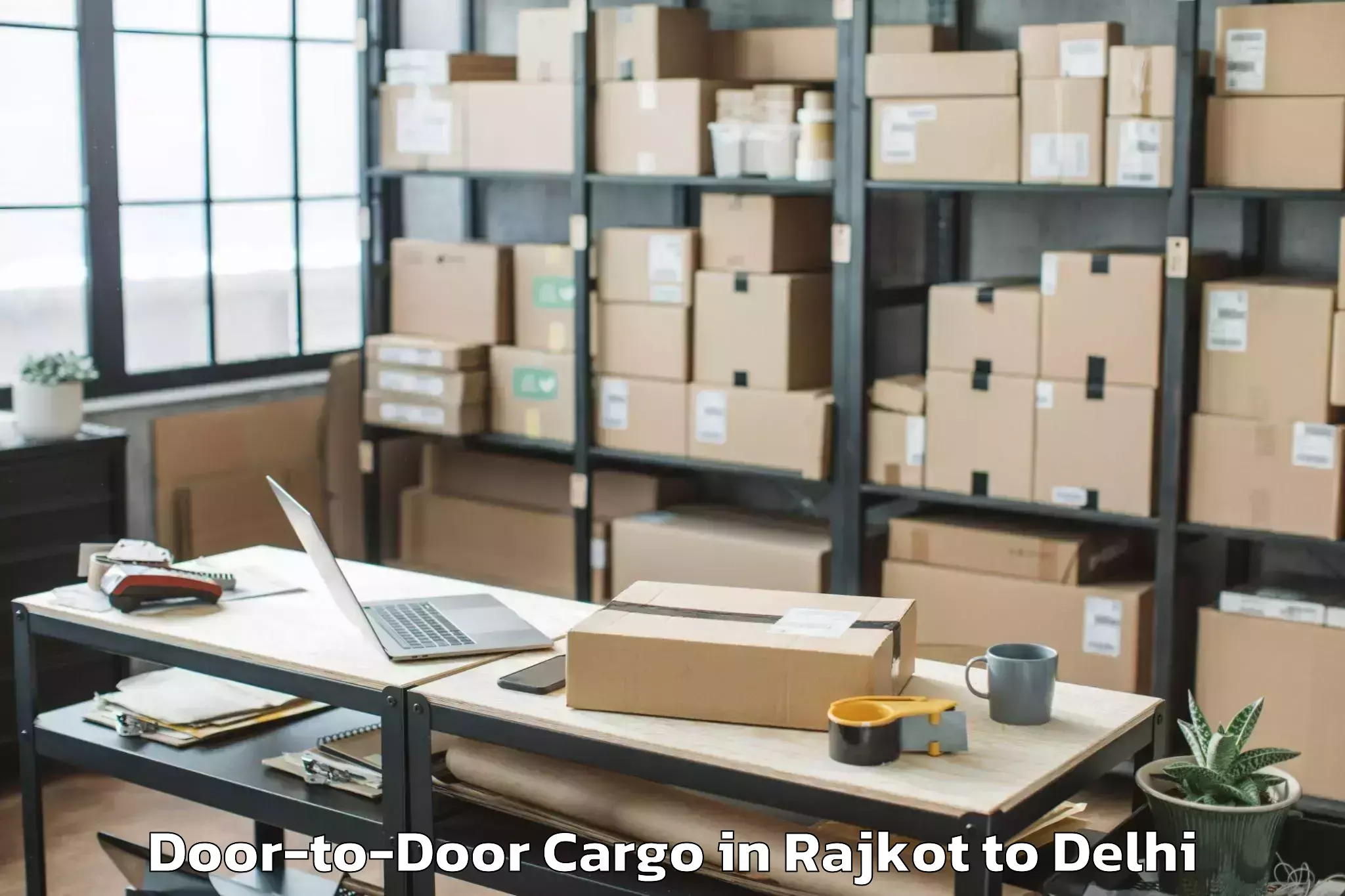 Get Rajkot to Flatted Factory Complex Okhla Door To Door Cargo